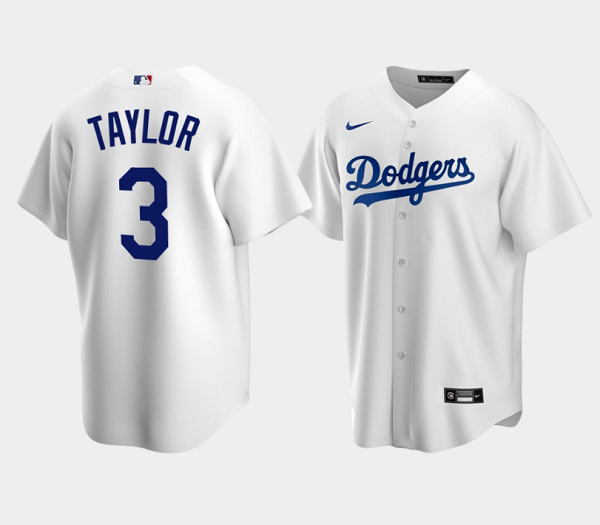 Men's Los Angeles Dodgers #3 Chris Taylor White Cool Base Stitched Baseball Jersey